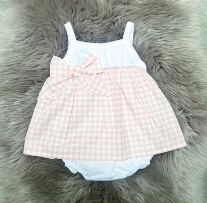 Pink & White Bow Check 2 Piece