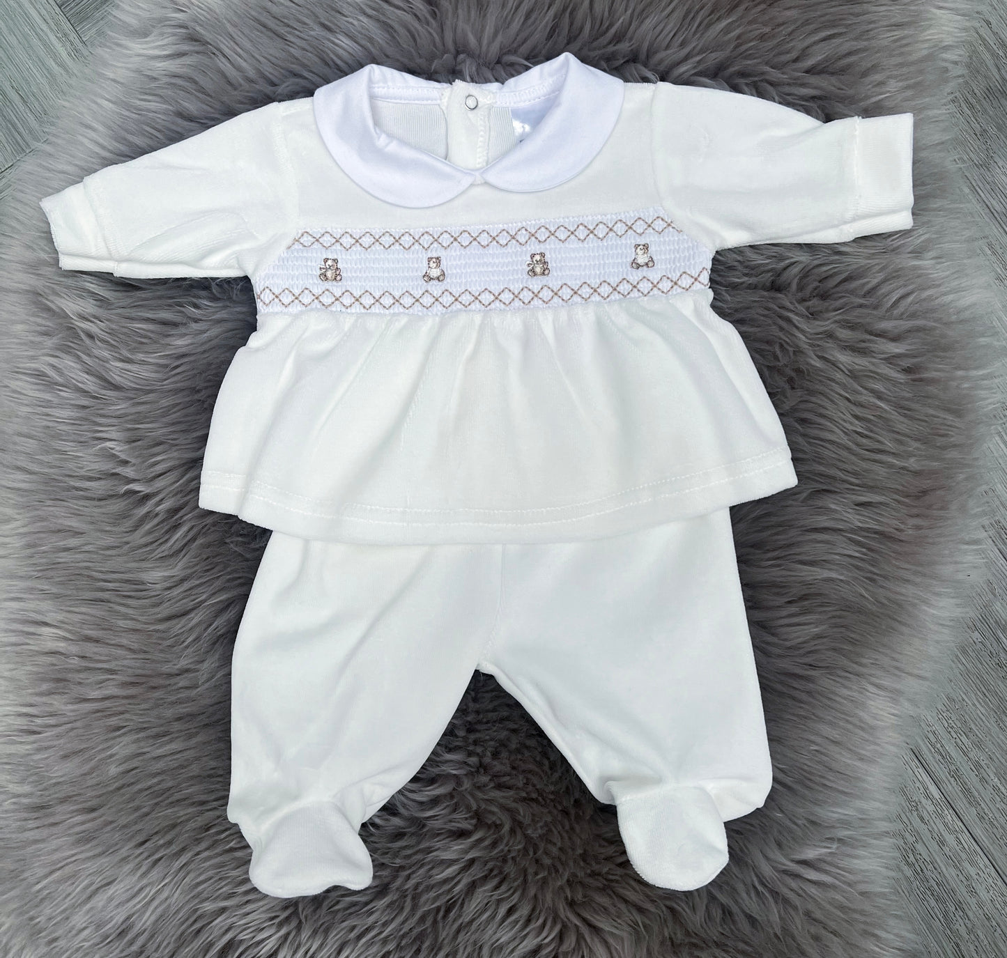 White Teddy velour 2 piece