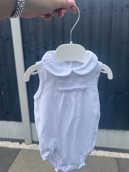 white Babidu cotton romper 3-6months