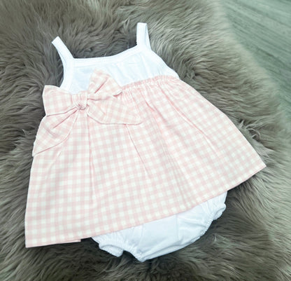 Pink & White Bow Check 2 Piece