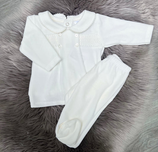 Cream velour smock 2 piece