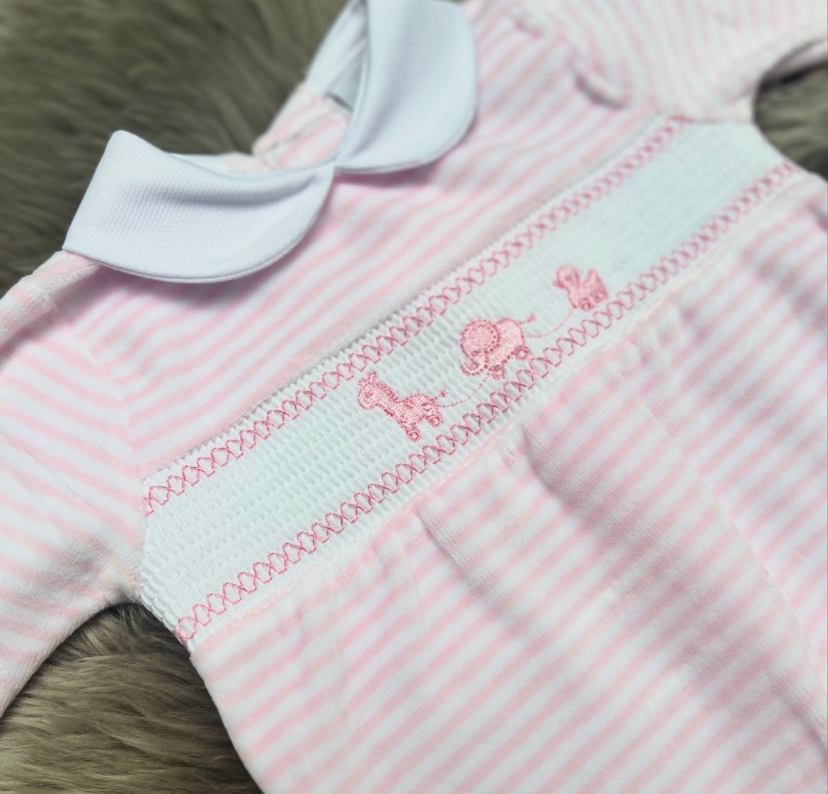 Pink Velour Babygrow