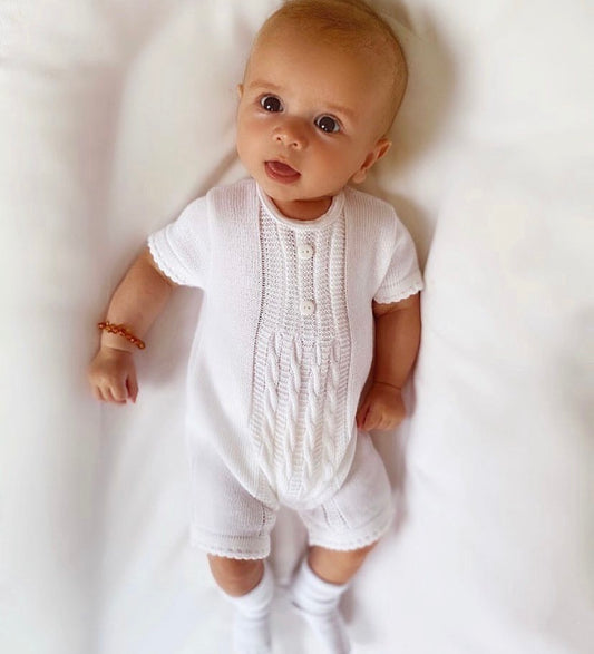 White Cable Knit Romper