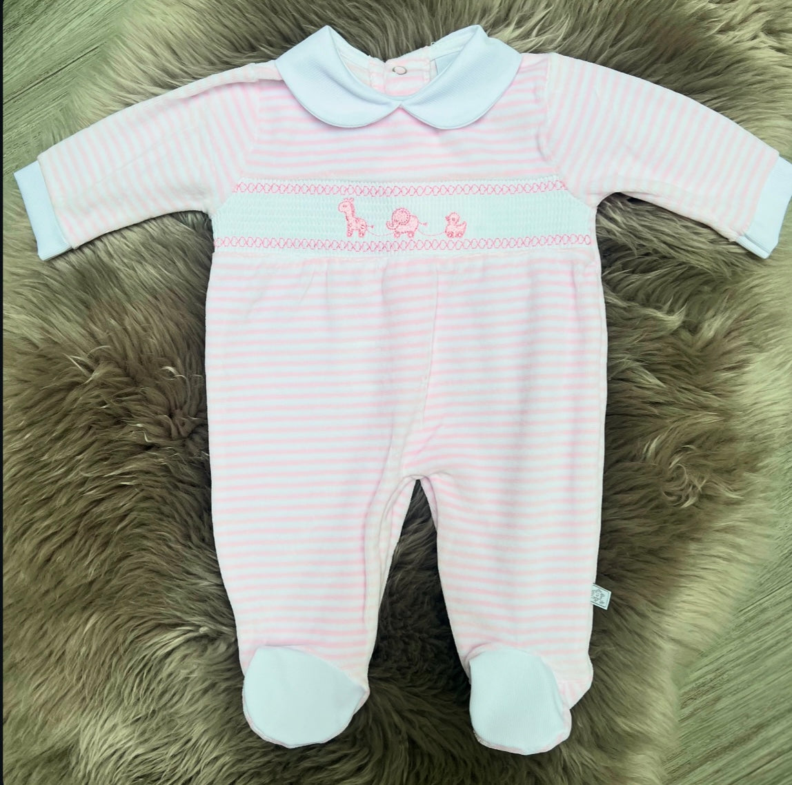 Pink Velour Babygrow