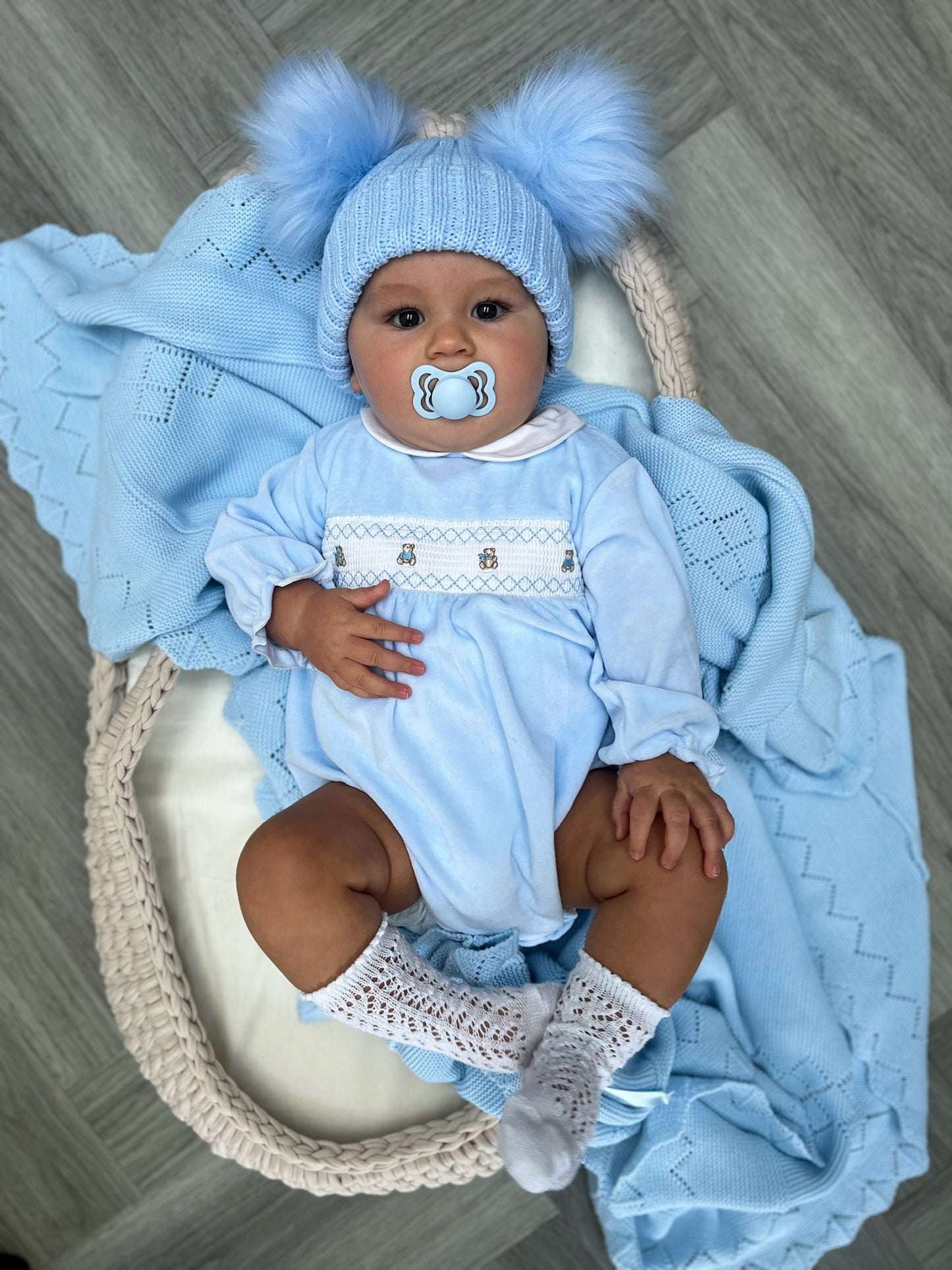 Blue Teddy Velour Romper